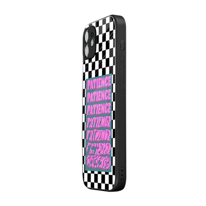 Patience Checkered iphone 12 mobile cover | shockproof glass phone case