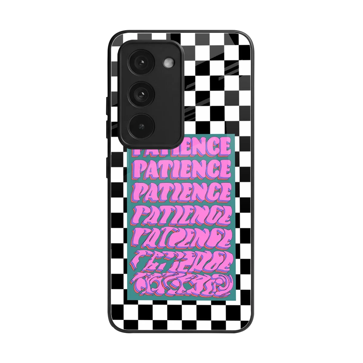 Patience Checkered back phone cover | glass case for redmi 15 5g