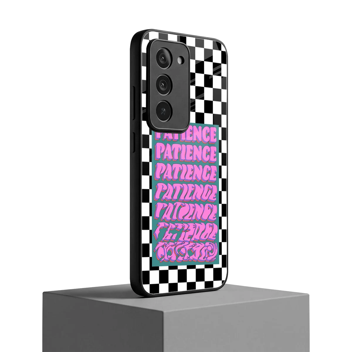 Patience Checkered redmi 15 5g mobile cover | shockproof glass phone case