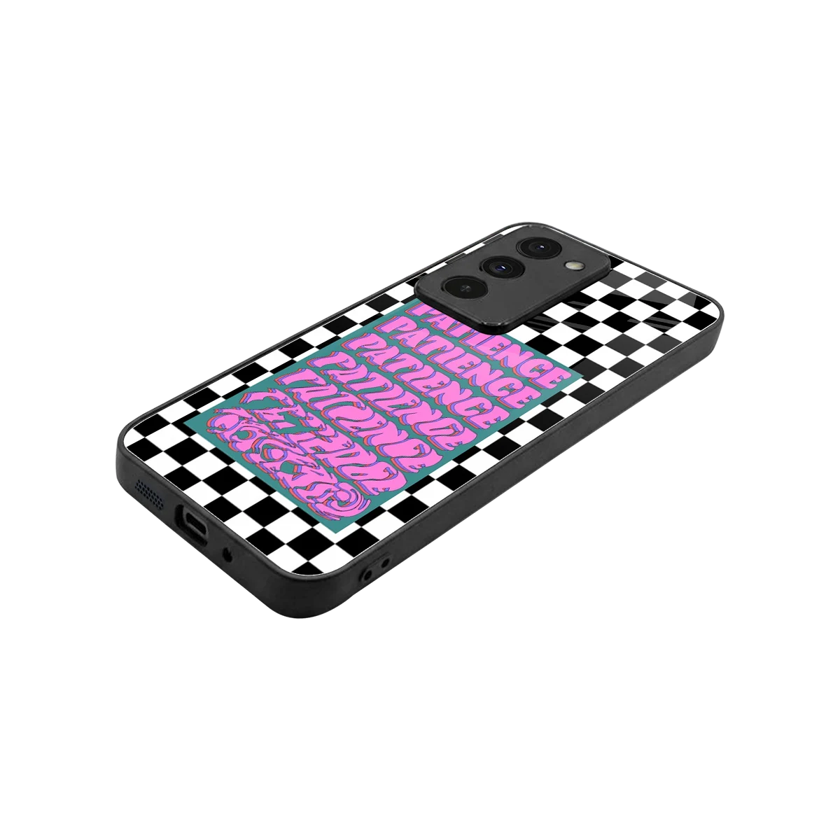 Patience Checkered stylish phone case for redmi 15 5g | glossy glass and slim fit