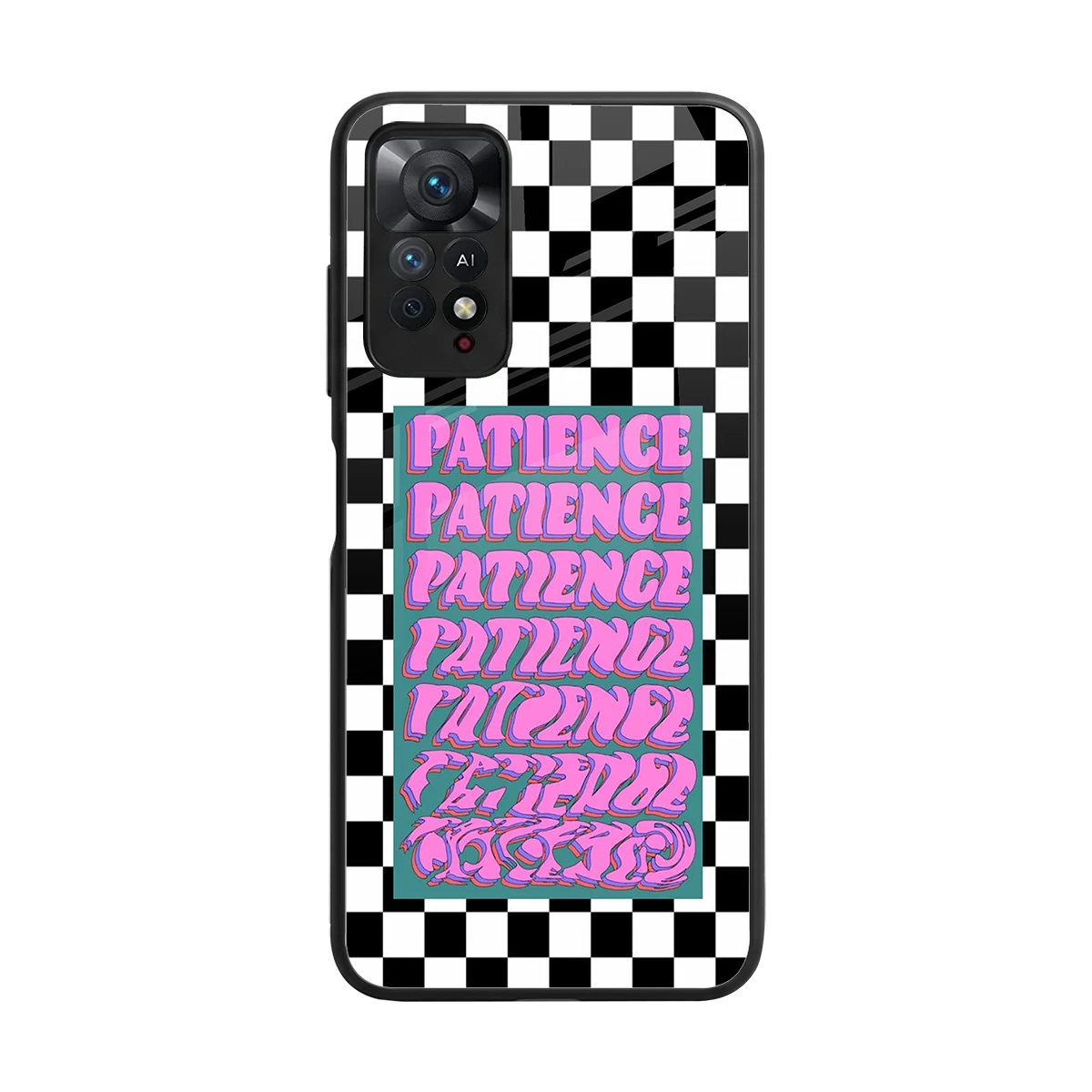 Patience Checkered back phone cover | glass case for redmi note 11 pro