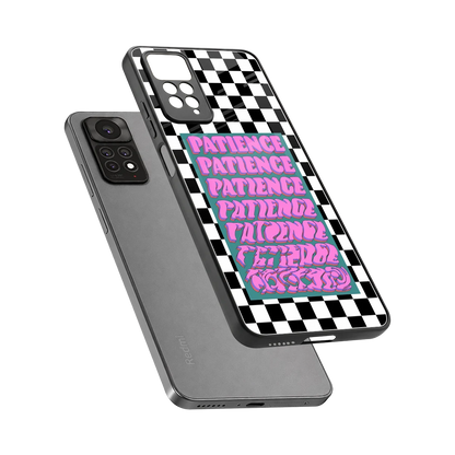 Patience Checkered sleek redmi note 11 pro cover with tempered glass back and TPU edges