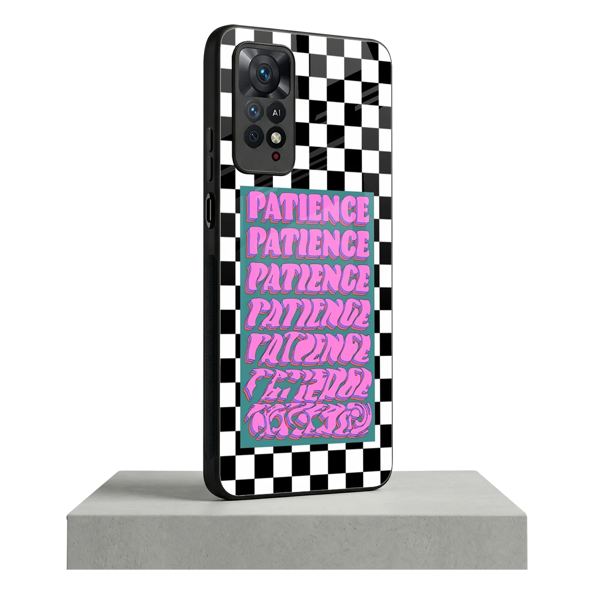 Patience Checkered redmi note 11 pro mobile cover | shockproof glass phone case