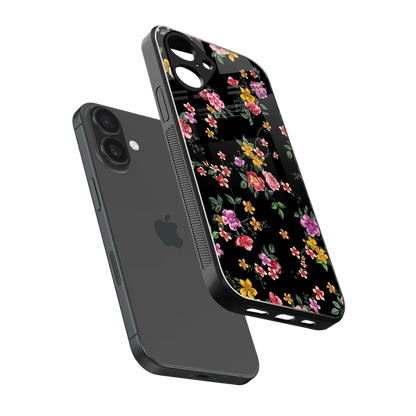 Petal Parade sleek iPhone 16 cover with tempered glass back and TPU edges