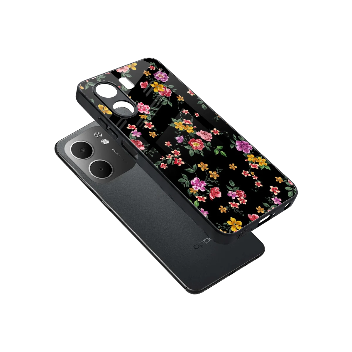 Petal Parade sleek oppo a5x 5g cover with tempered glass back and TPU edges