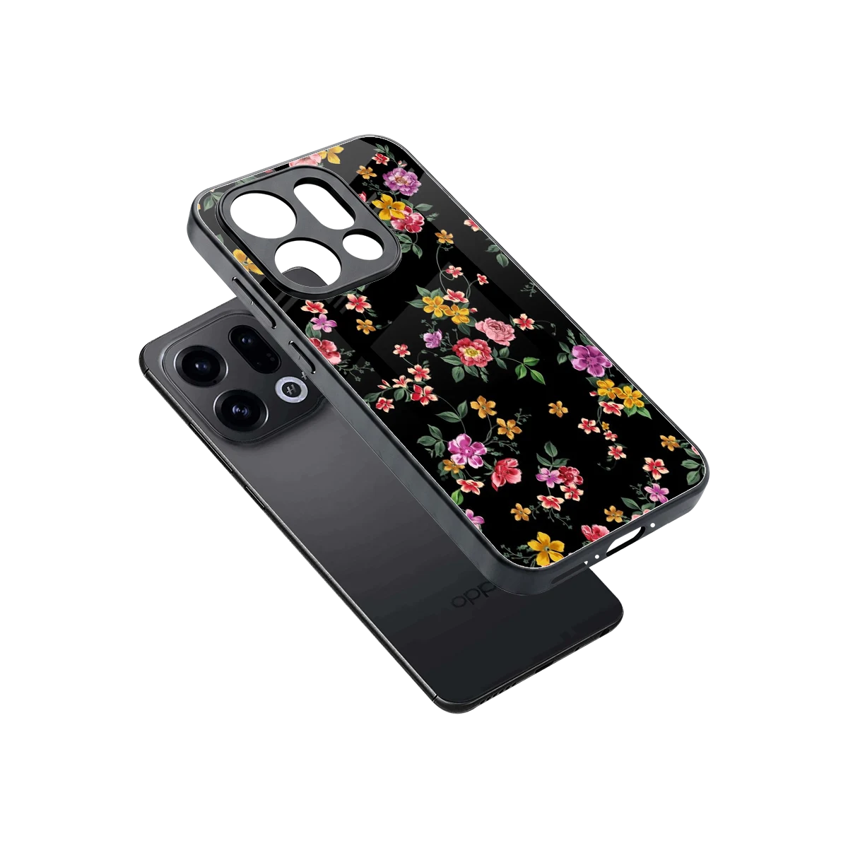 Petal Parade sleek oppo find x9 cover with tempered glass back and TPU edges