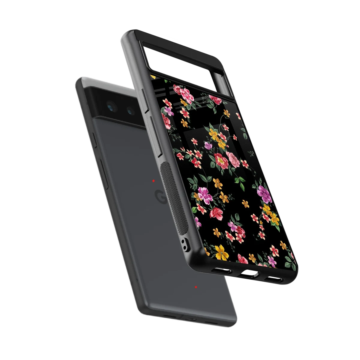 Petal Parade sleek google pixel 6 cover with tempered glass back and TPU edges