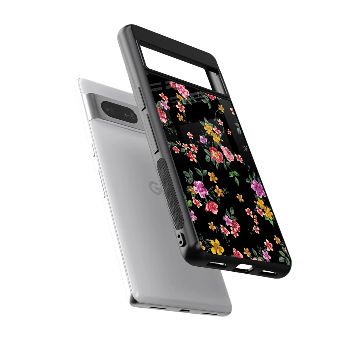 Petal Parade sleek google pixel 7 cover with tempered glass back and TPU edges
