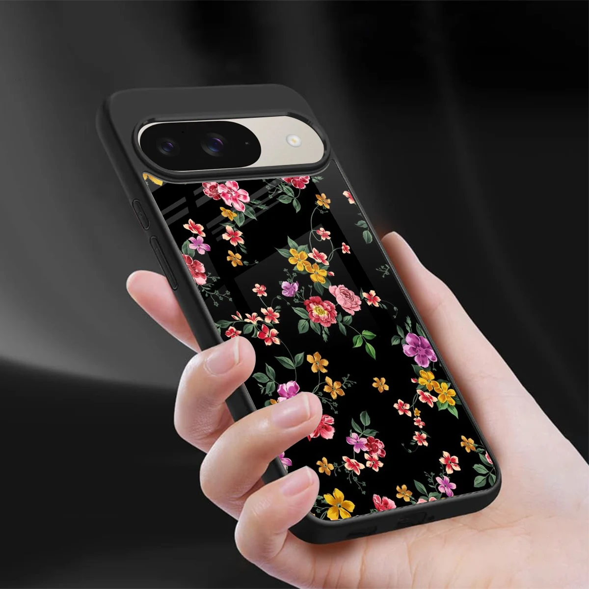 Petal Parade sleek google pixel 9 cover with tempered glass back and TPU edges