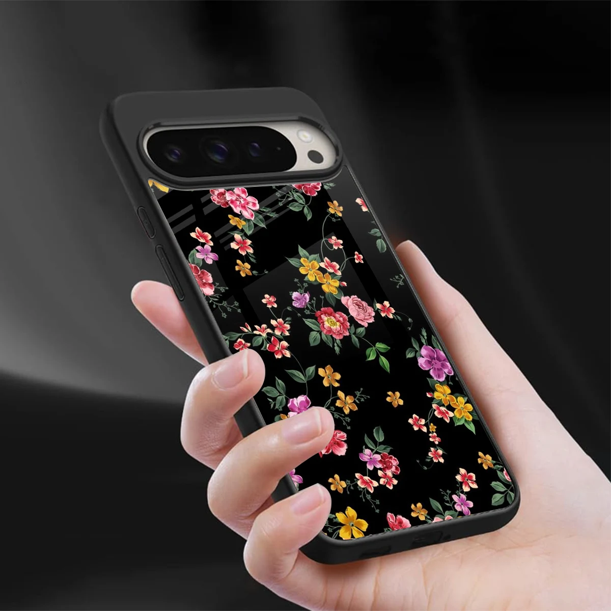 Petal Parade sleek google pixel 9 pro cover with tempered glass back and TPU edges