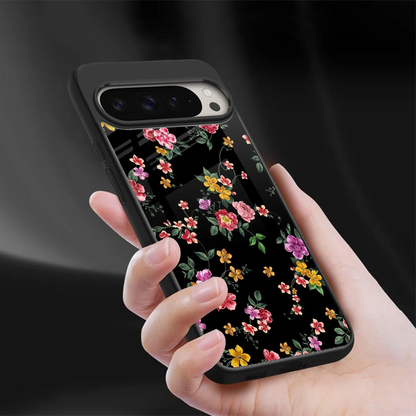 Petal Parade sleek google pixel 9 pro cover with tempered glass back and TPU edges