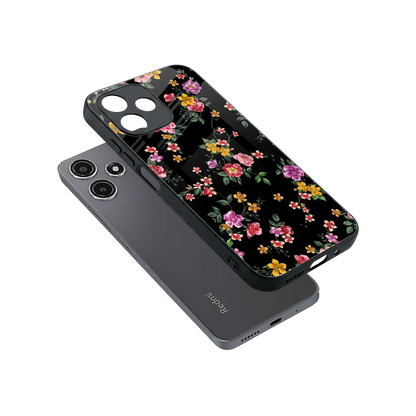 Petal Parade sleek redmi 12 5g cover with tempered glass back and TPU edges