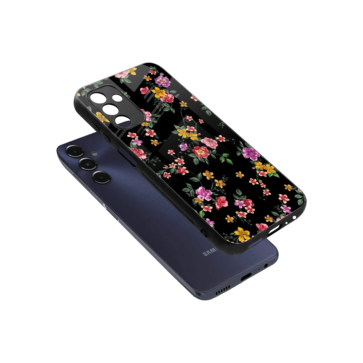 Petal Parade sleek samsung galaxy m14 5g cover with tempered glass back and TPU edges