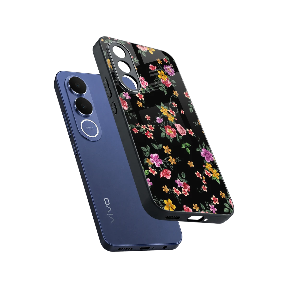 Petal Parade sleek vivo v70 fe cover with tempered glass back and TPU edges