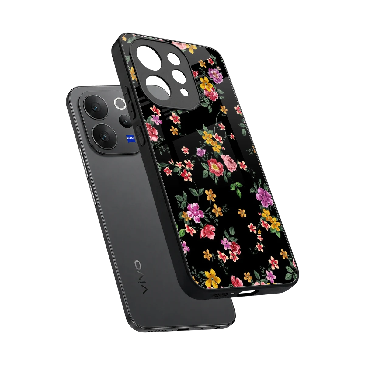 Petal Parade sleek vivo v70 cover with tempered glass back and TPU edges