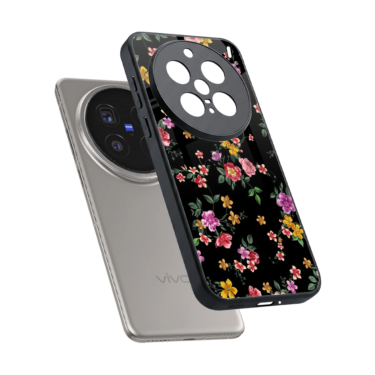 Petal Parade sleek vivo x200 pro cover with tempered glass back and TPU edges