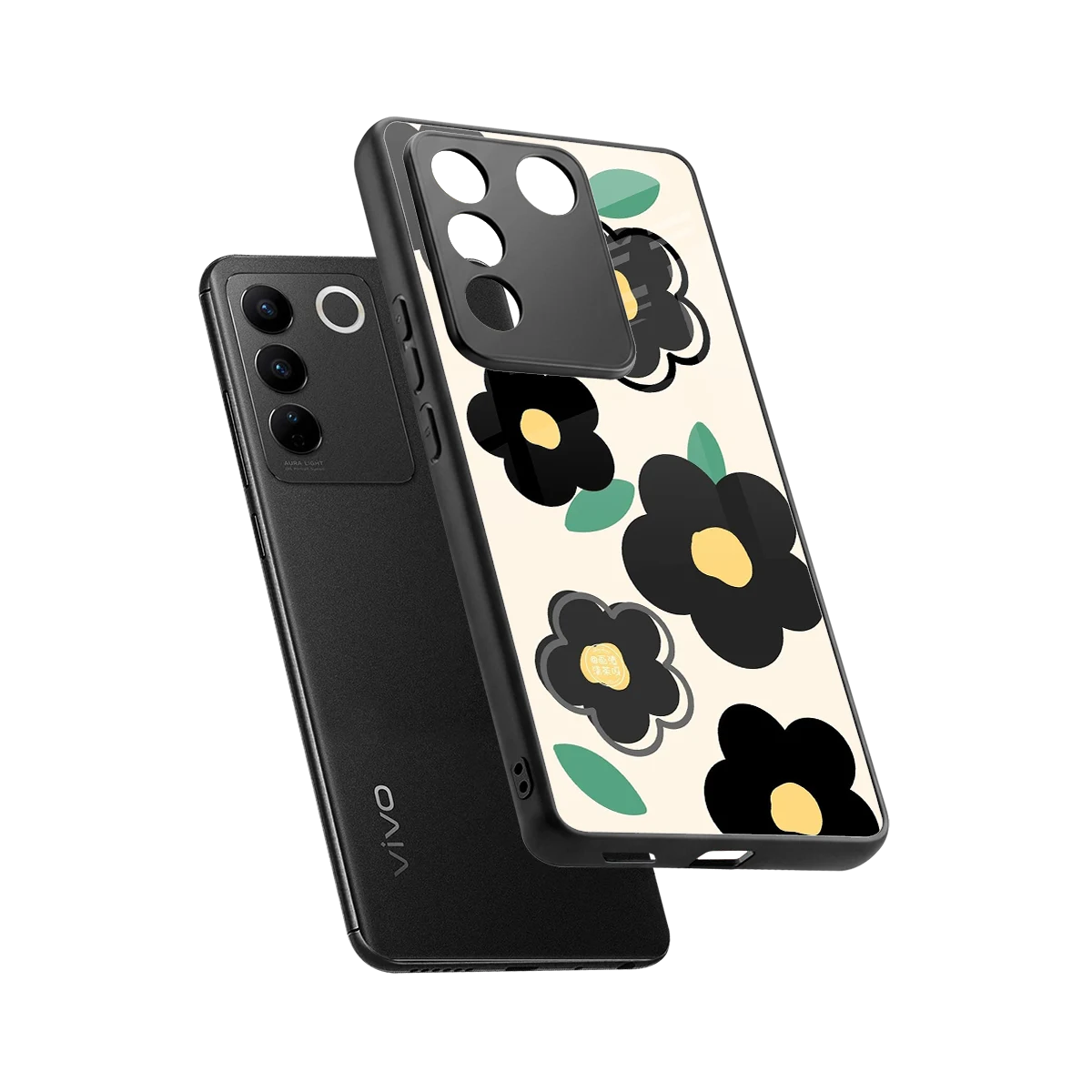 Petal Prism sleek vivo v27 5g cover with tempered glass back and TPU edges