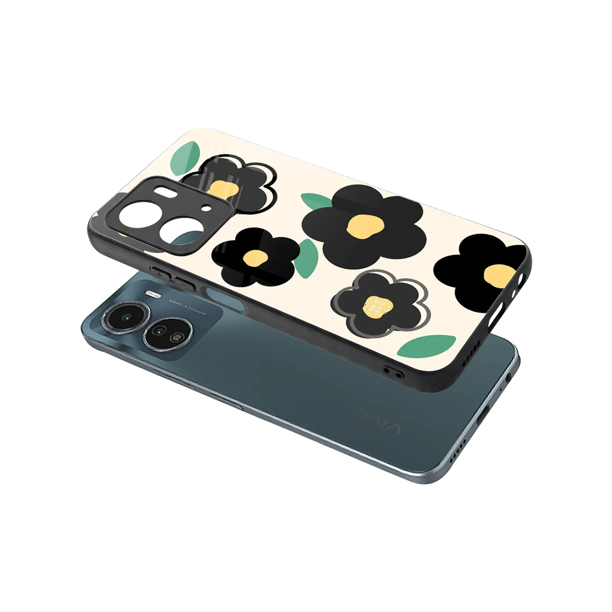 Petal Prism sleek vivo y16 cover with tempered glass back and TPU edges