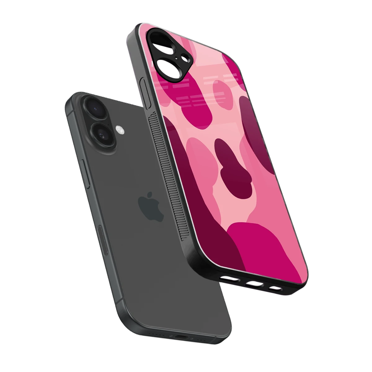 Pink Carousel sleek iPhone 16 cover with tempered glass back and TPU edges