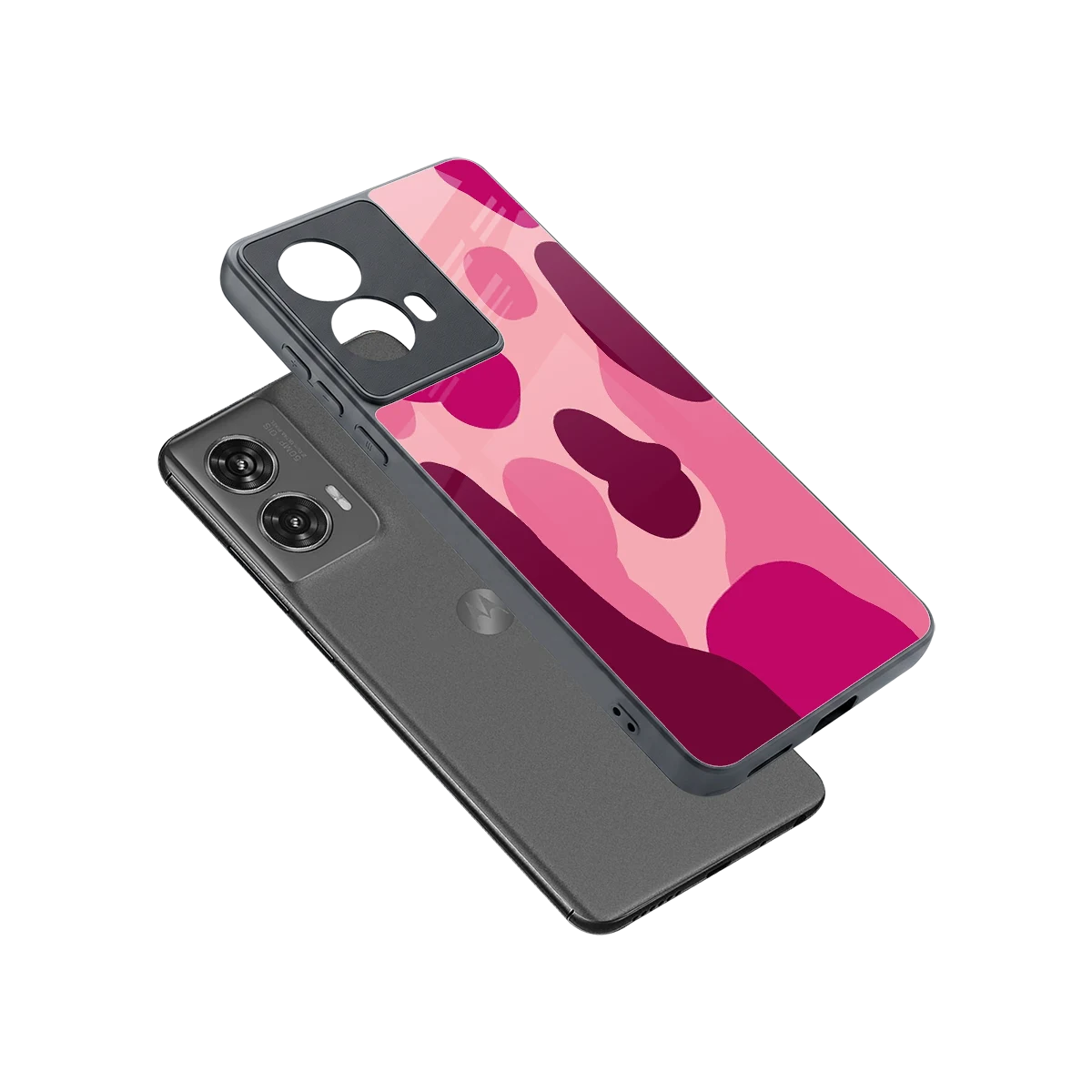 Pink Carousel sleek motorola edge 50 fusion cover with tempered glass back and TPU edges