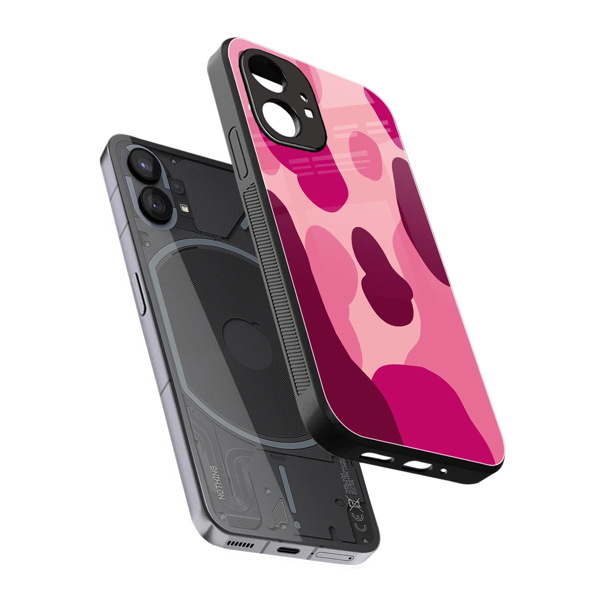 Pink Carousel sleek nothing phone 1 cover with tempered glass back and TPU edges