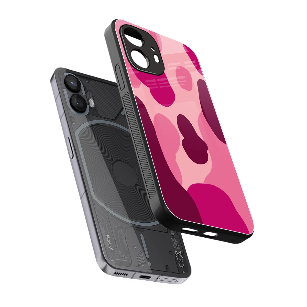 Pink Carousel sleek nothing phone 2 cover with tempered glass back and TPU edges