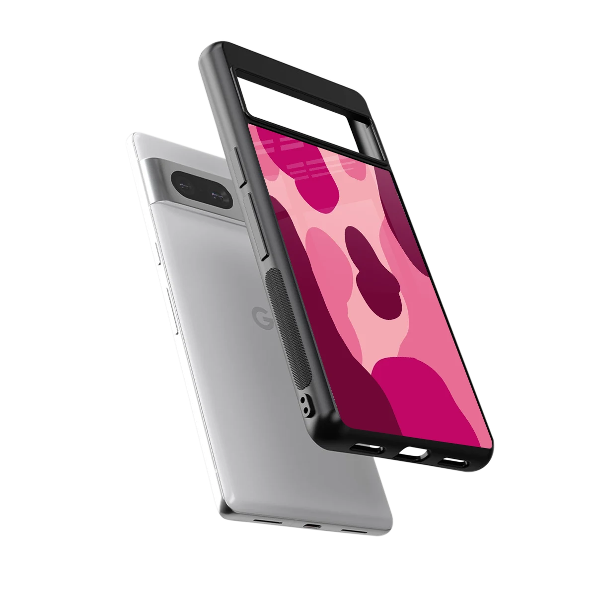 Pink Carousel sleek google pixel 7 cover with tempered glass back and TPU edges