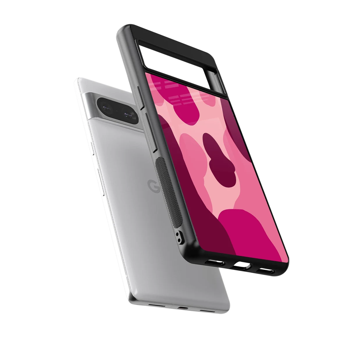 Pink Carousel sleek google pixel 8 cover with tempered glass back and TPU edges