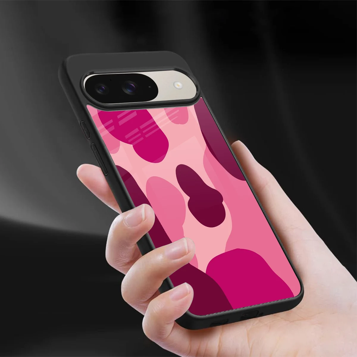Pink Carousel sleek google pixel 9 cover with tempered glass back and TPU edges