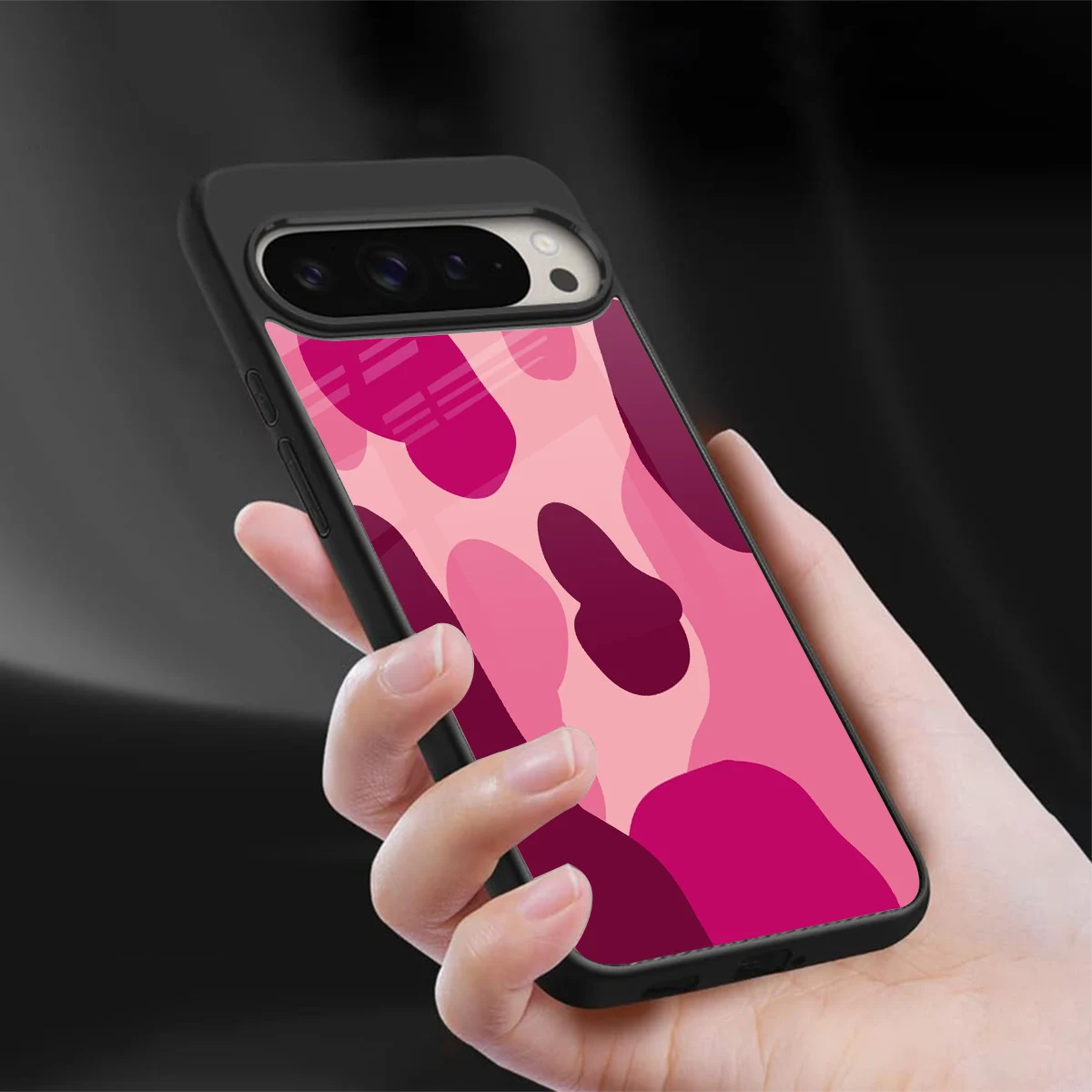 Pink Carousel sleek google pixel 9 pro cover with tempered glass back and TPU edges