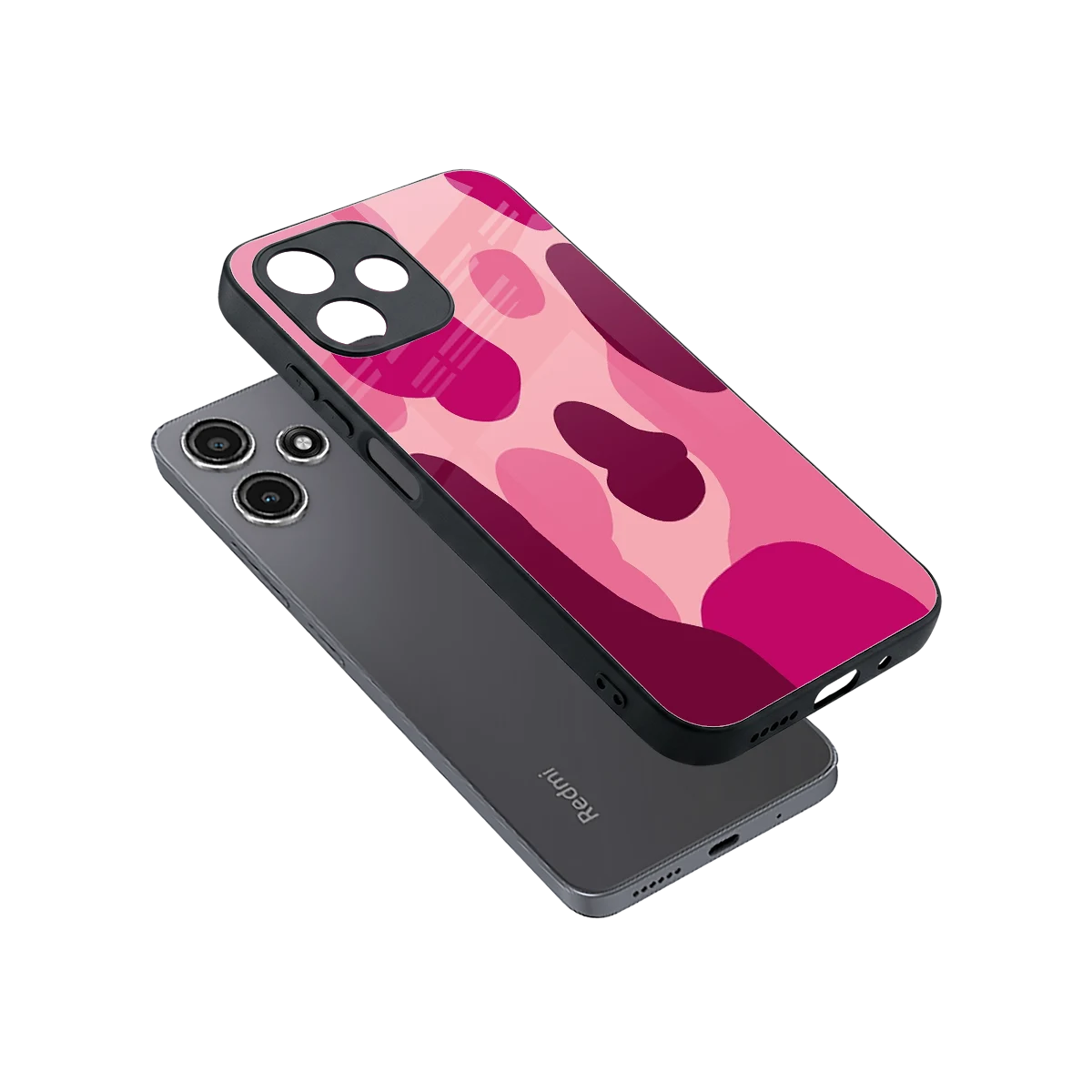 Pink Carousel sleek redmi 12 5g cover with tempered glass back and TPU edges