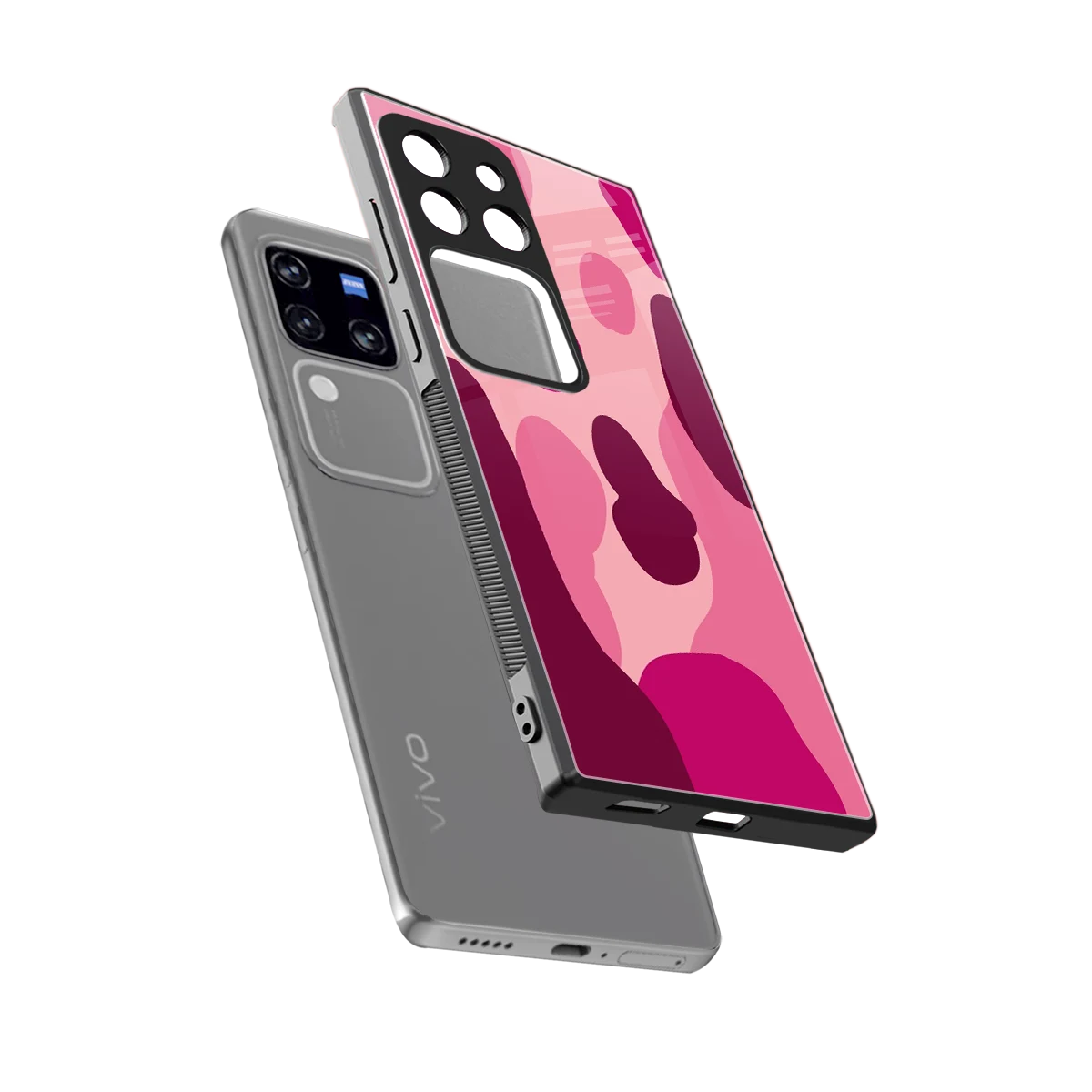 Pink Carousel sleekvivo v30 pro cover with tempered glass back and TPU edges