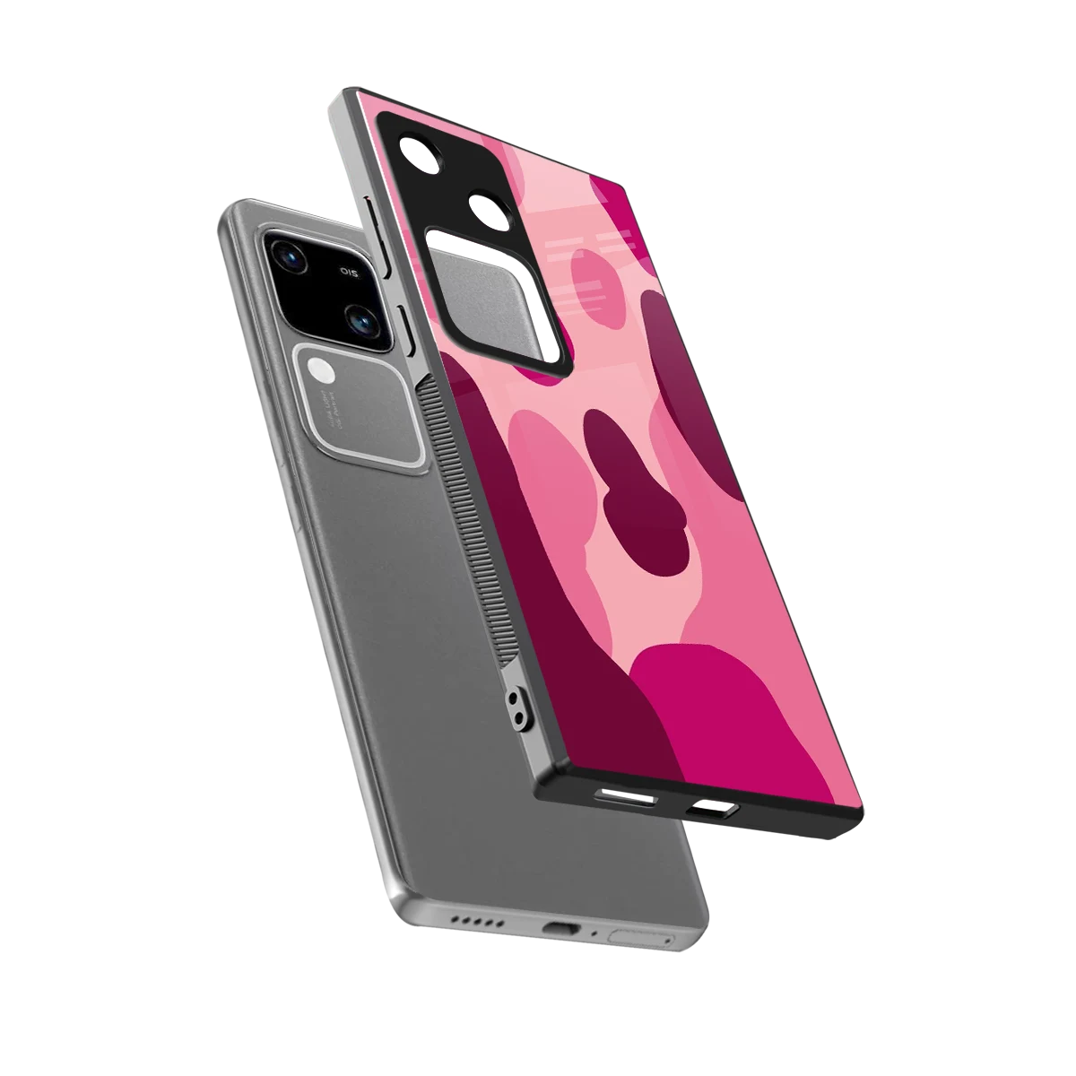 Pink Carousel sleek vivo v30 cover with tempered glass back and TPU edges