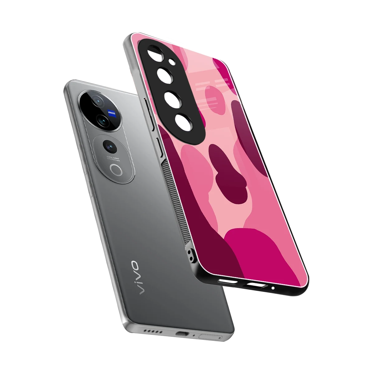 Pink Carousel sleek vivo v40 pro cover with tempered glass back and TPU edges