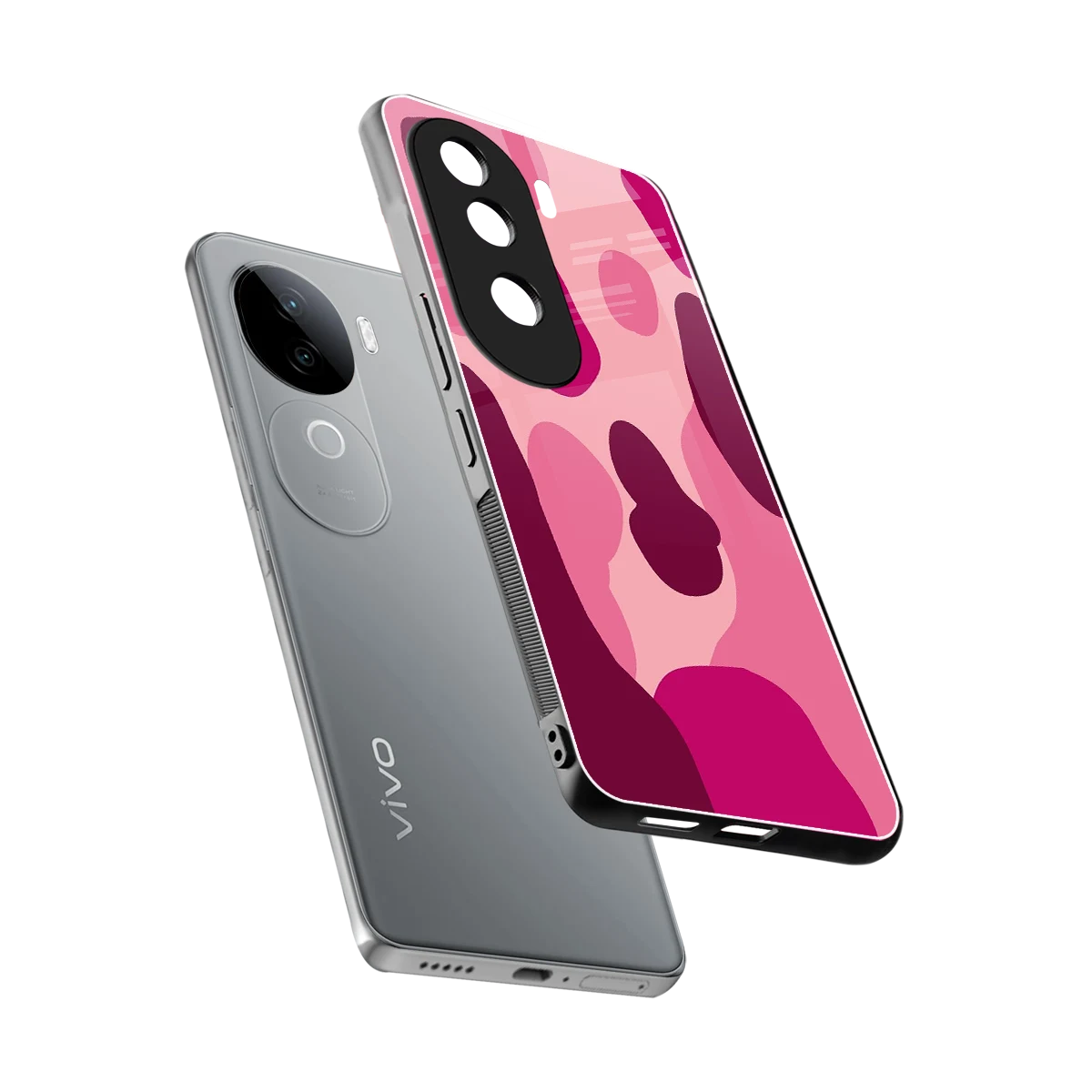 Pink Carousel sleek vivo v40e cover with tempered glass back and TPU edges