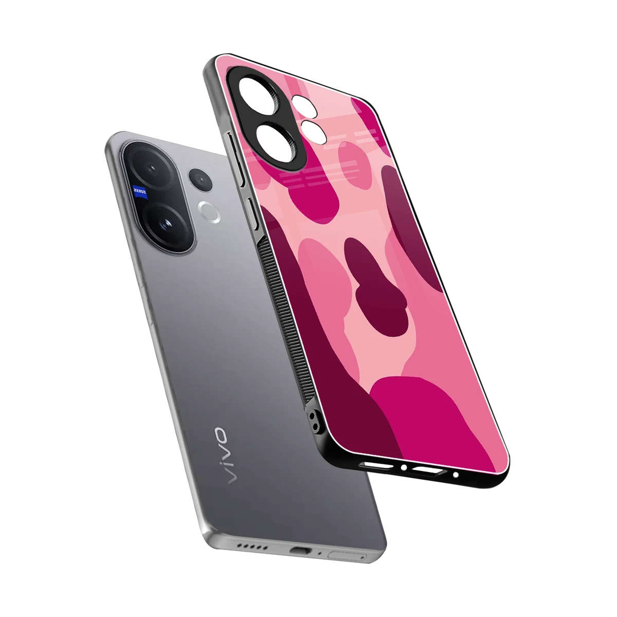 Pink Carousel sleek vivo v60 cover with tempered glass back and TPU edges