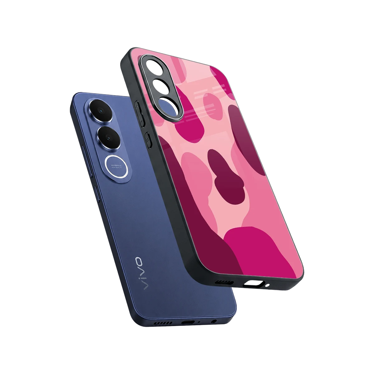 Pink Carousel sleek vivo v70 fe cover with tempered glass back and TPU edges