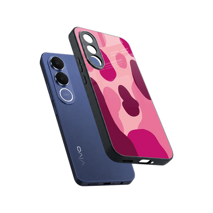 Pink Carousel sleek vivo v70 fe cover with tempered glass back and TPU edges