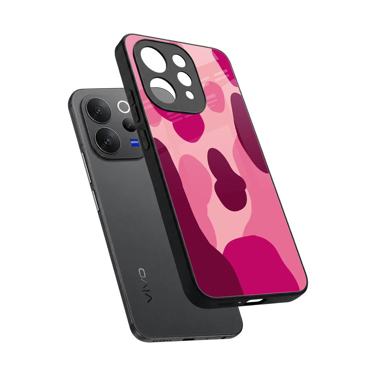 Pink Carousel sleek vivo v70 cover with tempered glass back and TPU edges