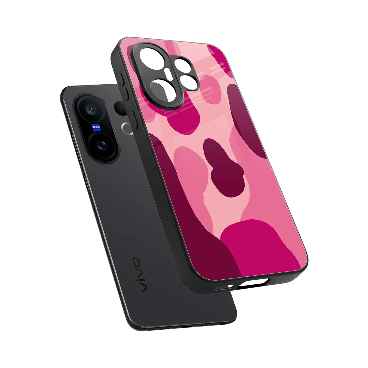 Pink Carousel sleek vivo x200 fe cover with tempered glass back and TPU edges