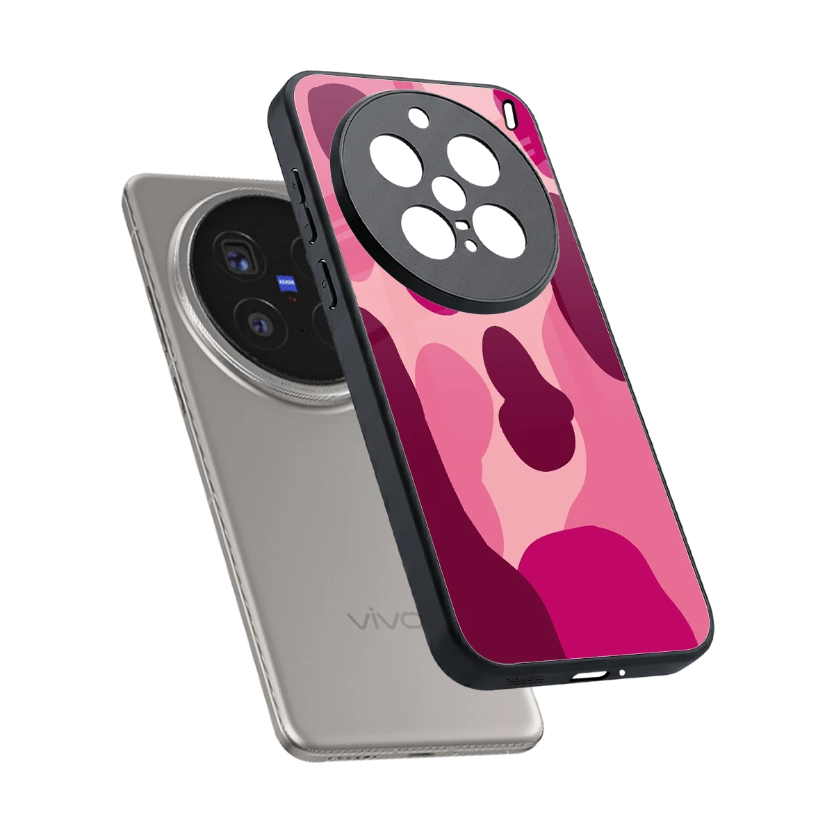 Pink Carousel sleek vivo x200 pro cover with tempered glass back and TPU edges