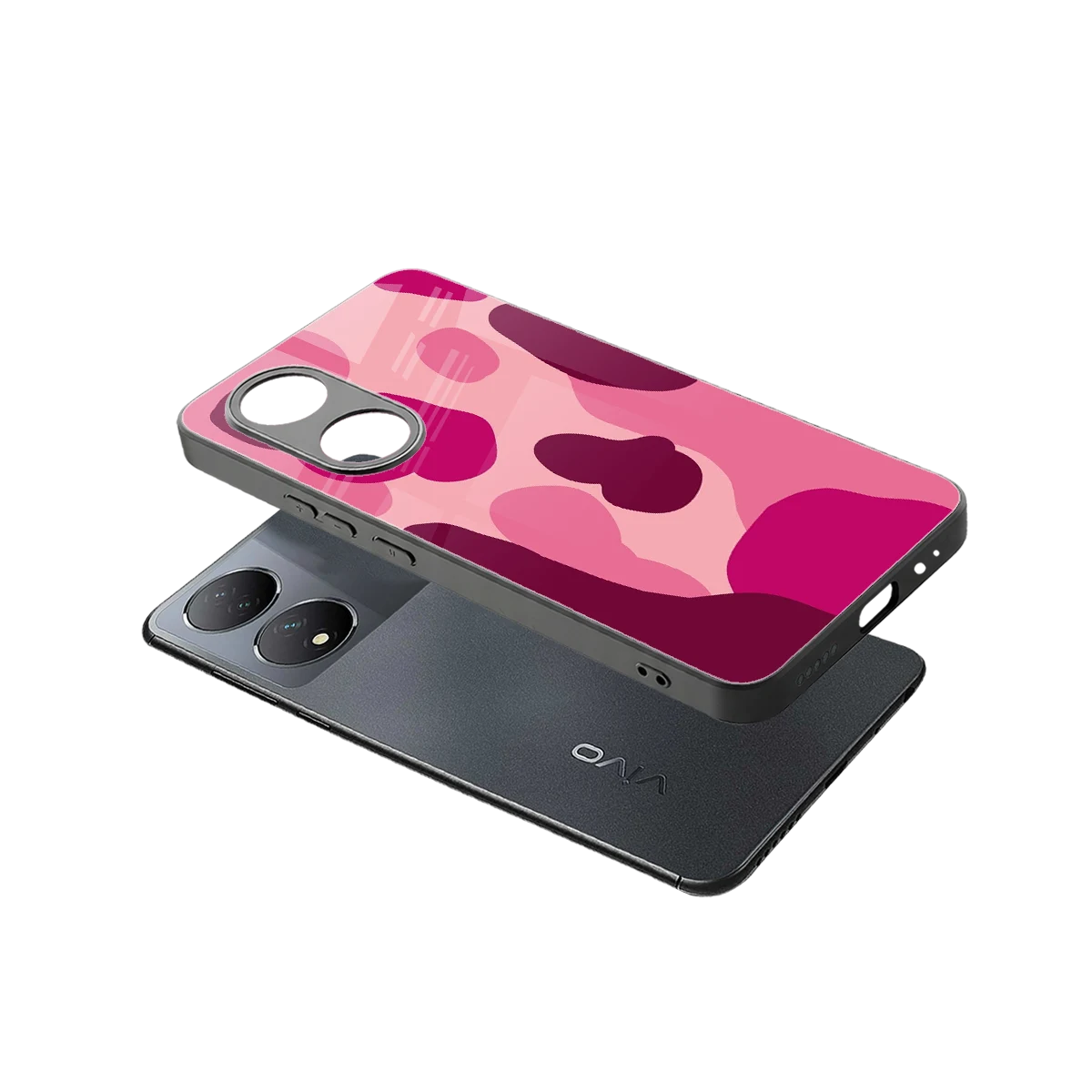 Pink Carousel sleek Vivo-y100 cover with tempered glass back and TPU edges