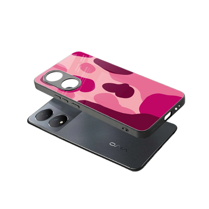 Pink Carousel sleek Vivo-y100 cover with tempered glass back and TPU edges