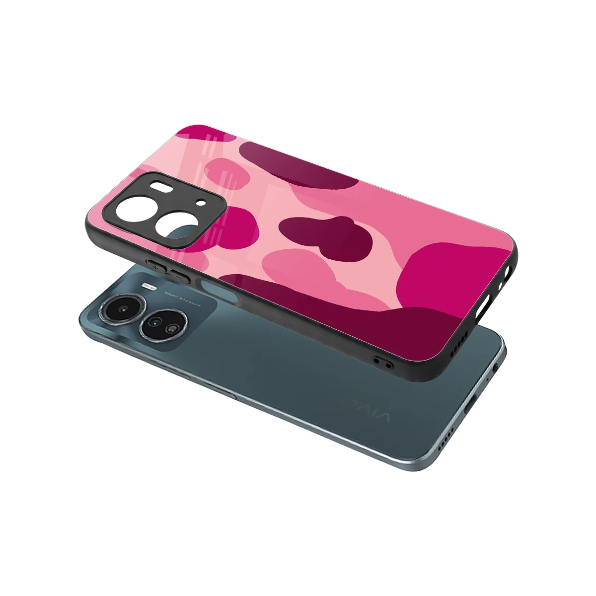 Pink Carousel sleek vivo y16 cover with tempered glass back and TPU edges