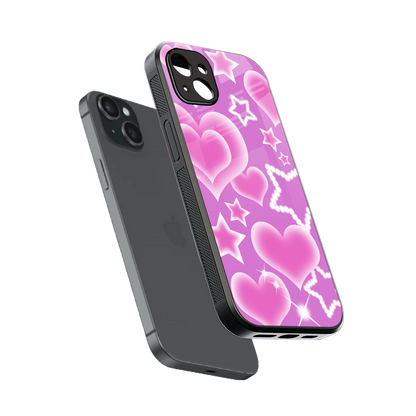 Pink Celestia sleek iphone 14 plus cover with tempered glass back and TPU edges