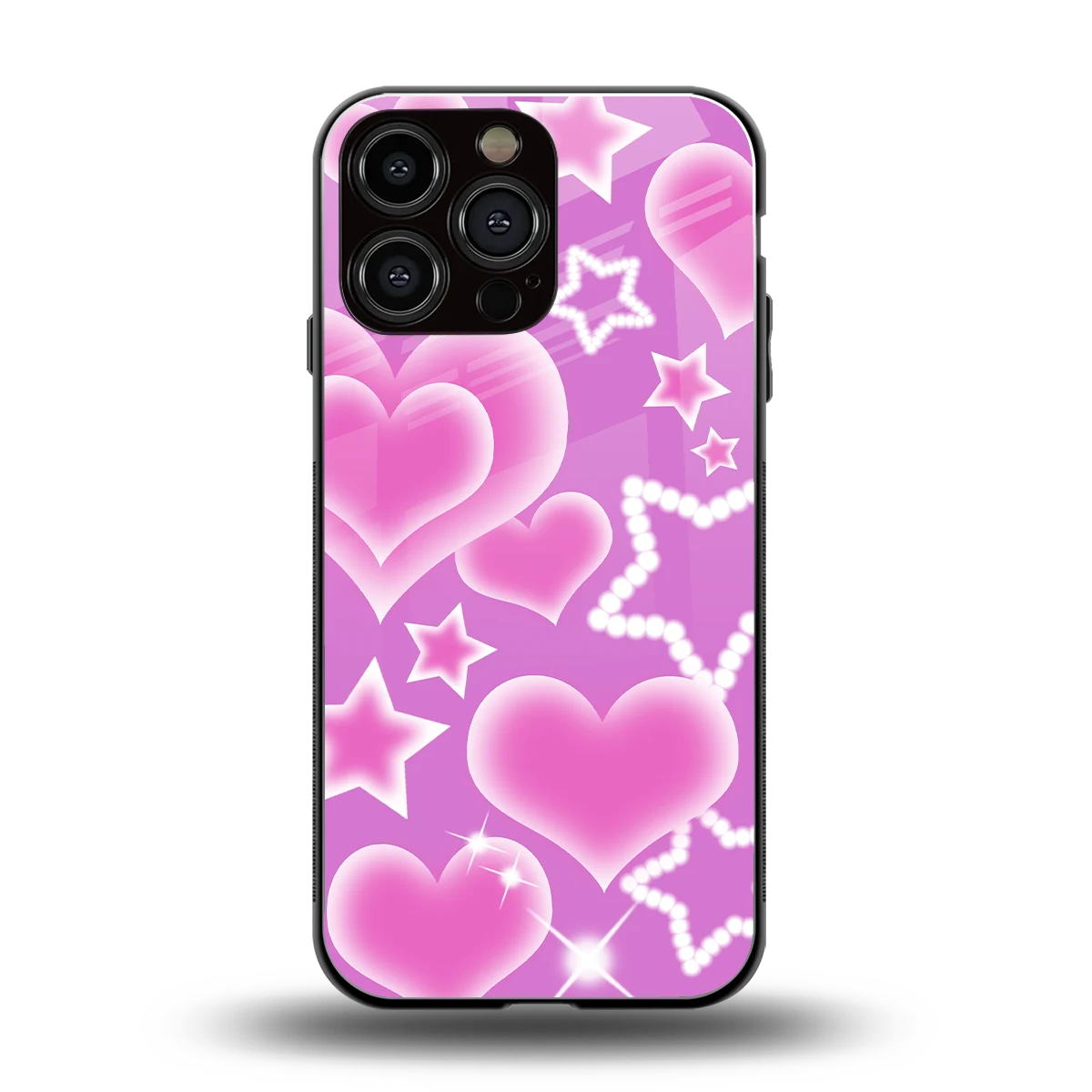 Pink Celestia back phone cover | glass case for iphone 16 pro max