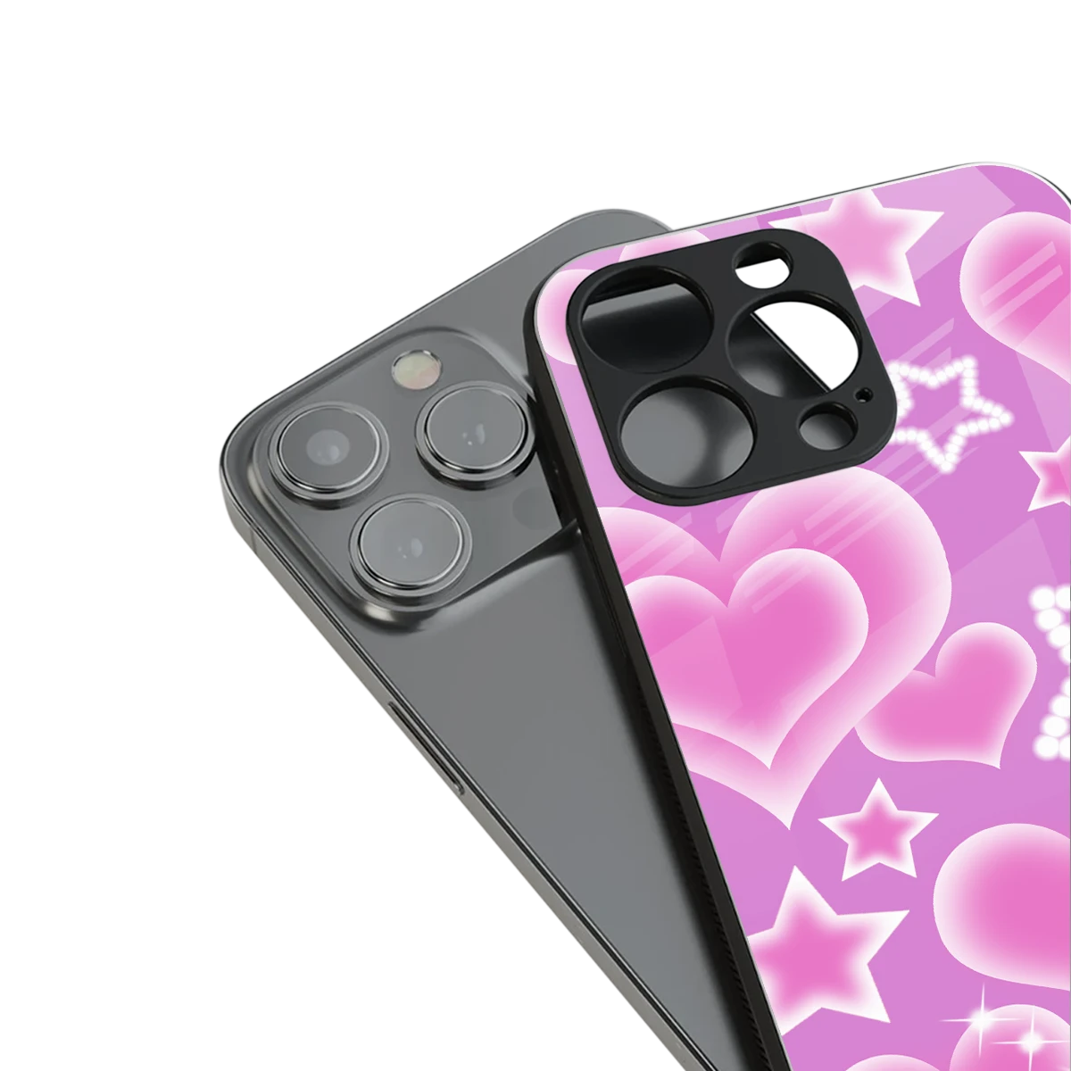 Pink Celestia stylish phone case for iphone 13 pro | glossy glass and slim fit