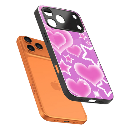 Pink Celestia sleek iphone 17 pro cover with tempered glass back and TPU edges