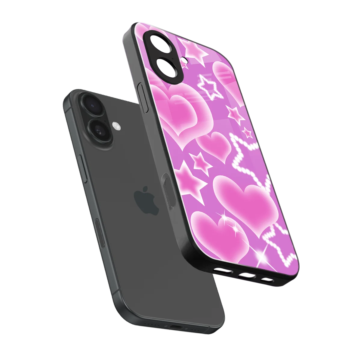 Pink Celestia sleek iphone 17 cover with tempered glass back and TPU edges