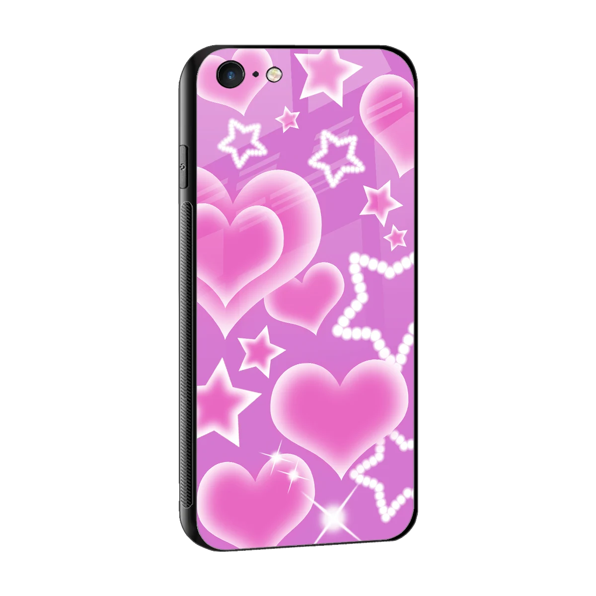Pink Celestia sleek iphone 6s plus cover with tempered glass back and TPU edges